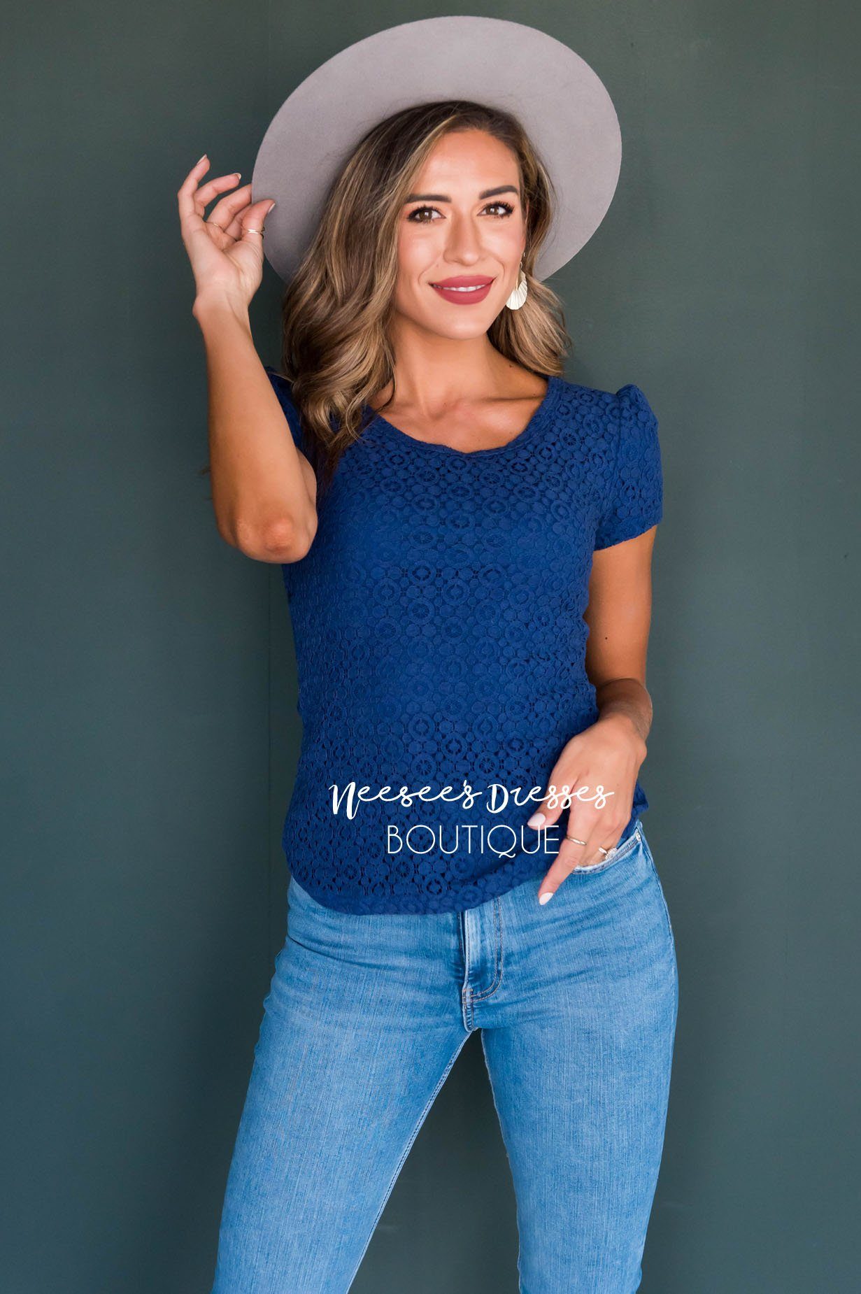 Eyelet Lace Blouse Tops vendor-unknown 