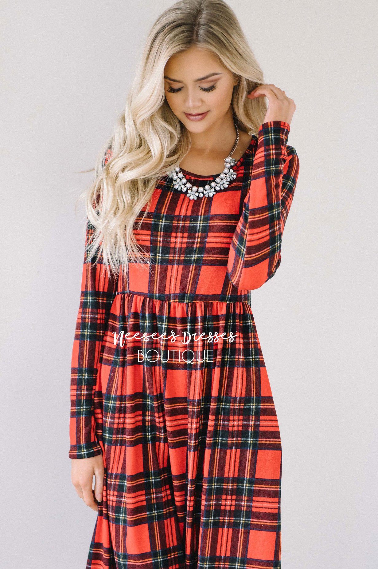 The Nellie Plaid Dress Modest Dresses vendor-unknown 