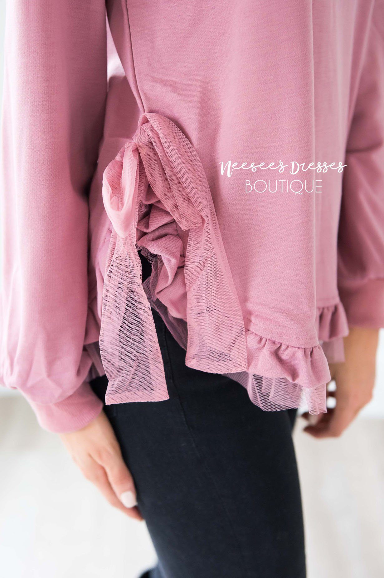My Great Escape Chiffon Hem Sweater Tops vendor-unknown 