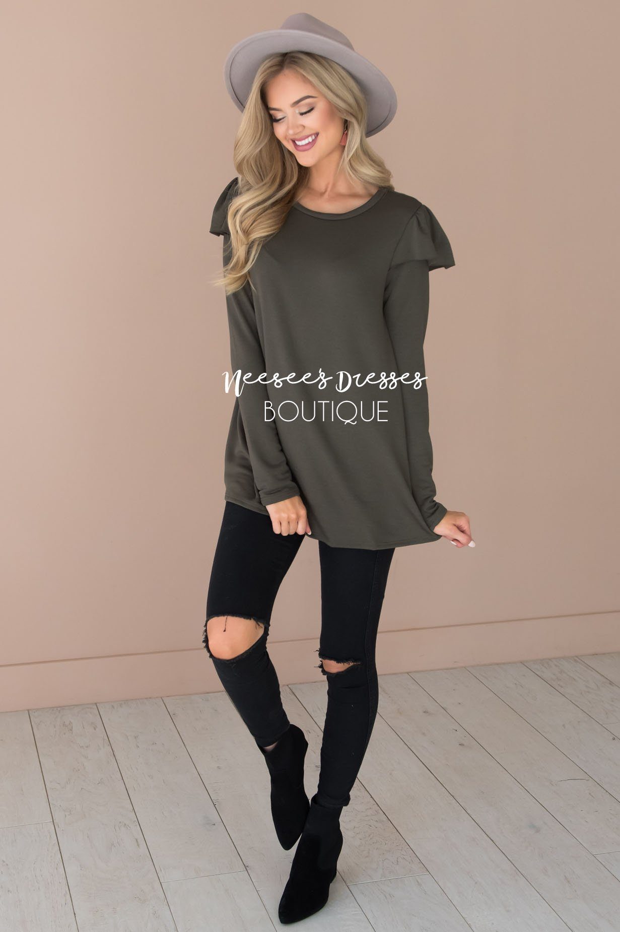You're So Beautiful Ruffle Sleeve Top Modest Dresses vendor-unknown 