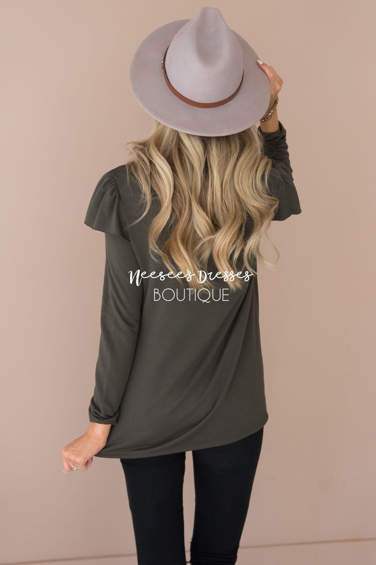 You're So Beautiful Ruffle Sleeve Top Modest Dresses vendor-unknown 
