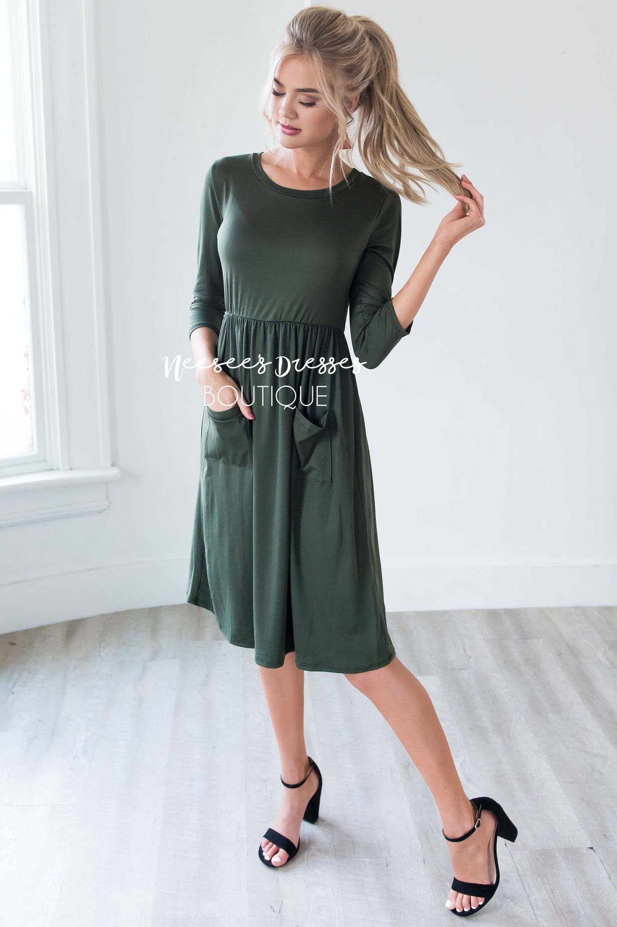 The Poppy 3/4 Length Sleeves Modest Dresses vendor-unknown 