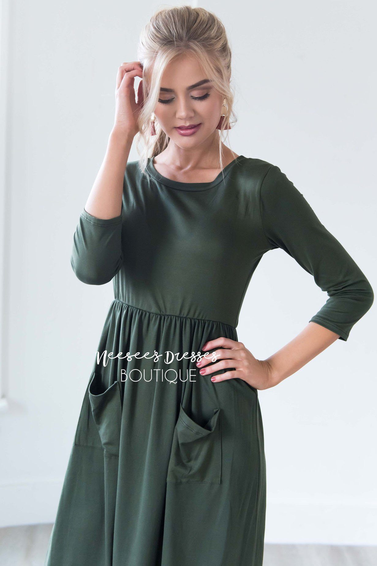 The Poppy 3/4 Length Sleeves Modest Dresses vendor-unknown 