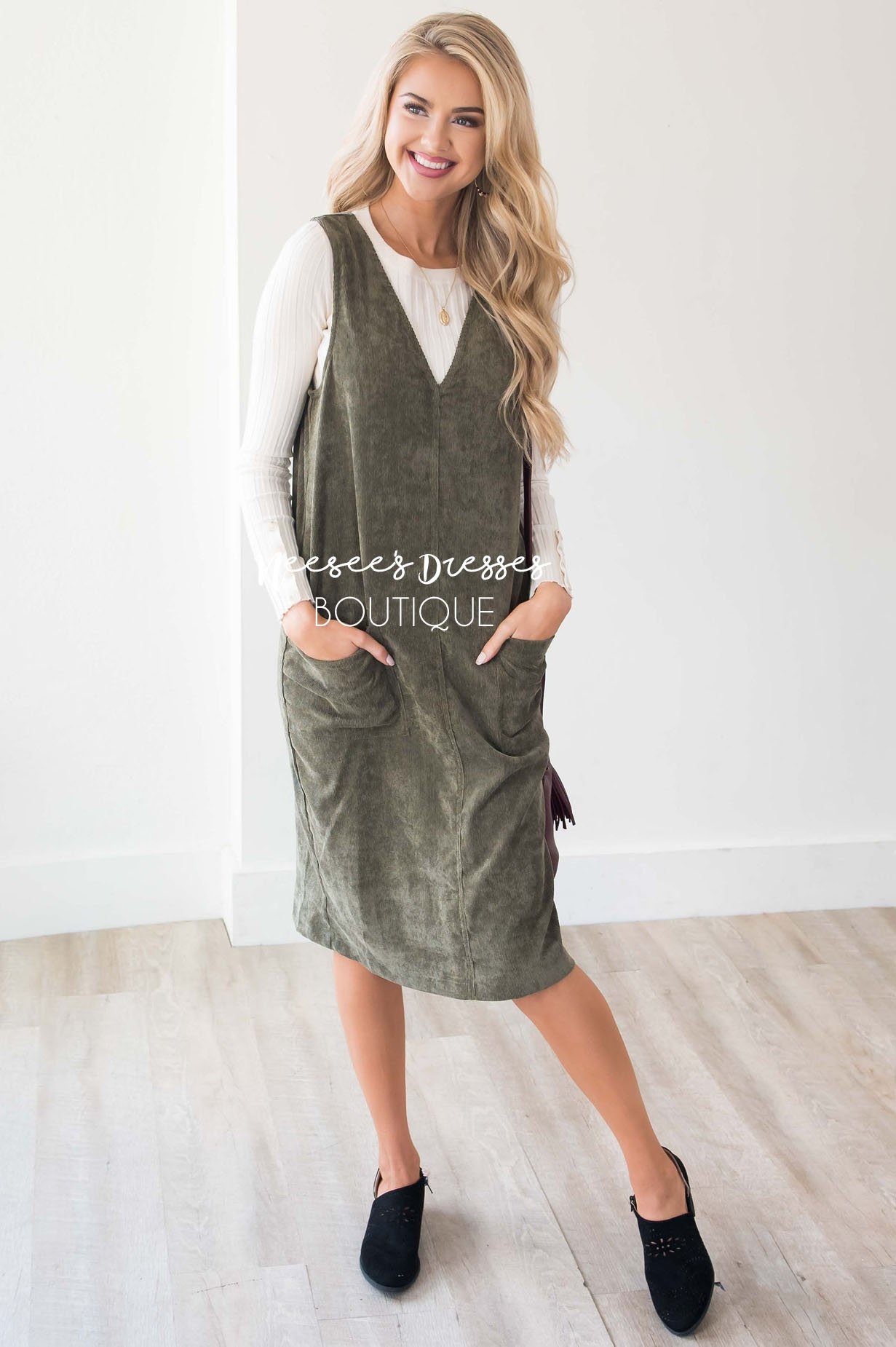 The Korina Patch Pocket Overall Dress Modest Dresses vendor-unknown 