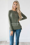 Shirred Side Tie Sweater Tops vendor-unknown
