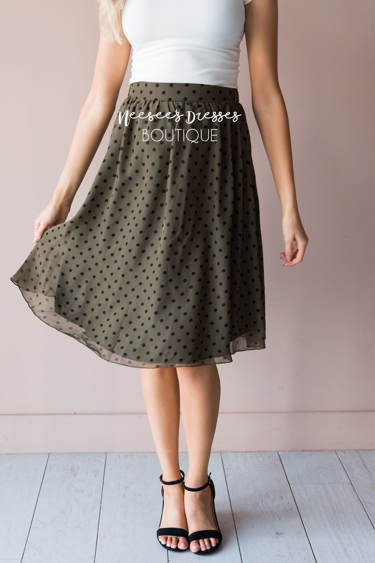 Pretty in Dots Modest Skirt Skirts vendor-unknown 