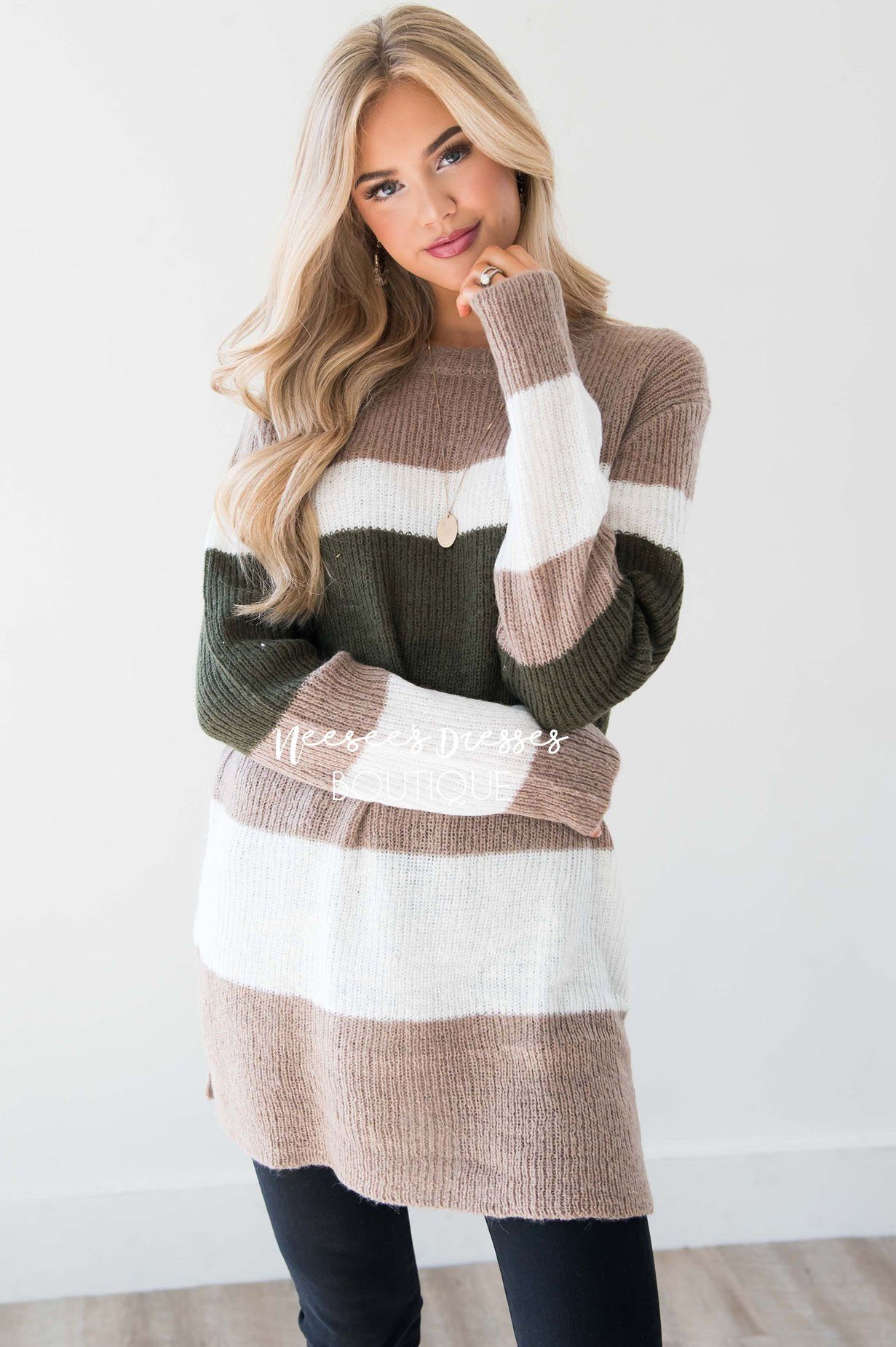 Glowing Fondness Striped Sweater Tops vendor-unknown 