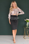 On My Side Bow Pencil Skirt Modest Dresses vendor-unknown