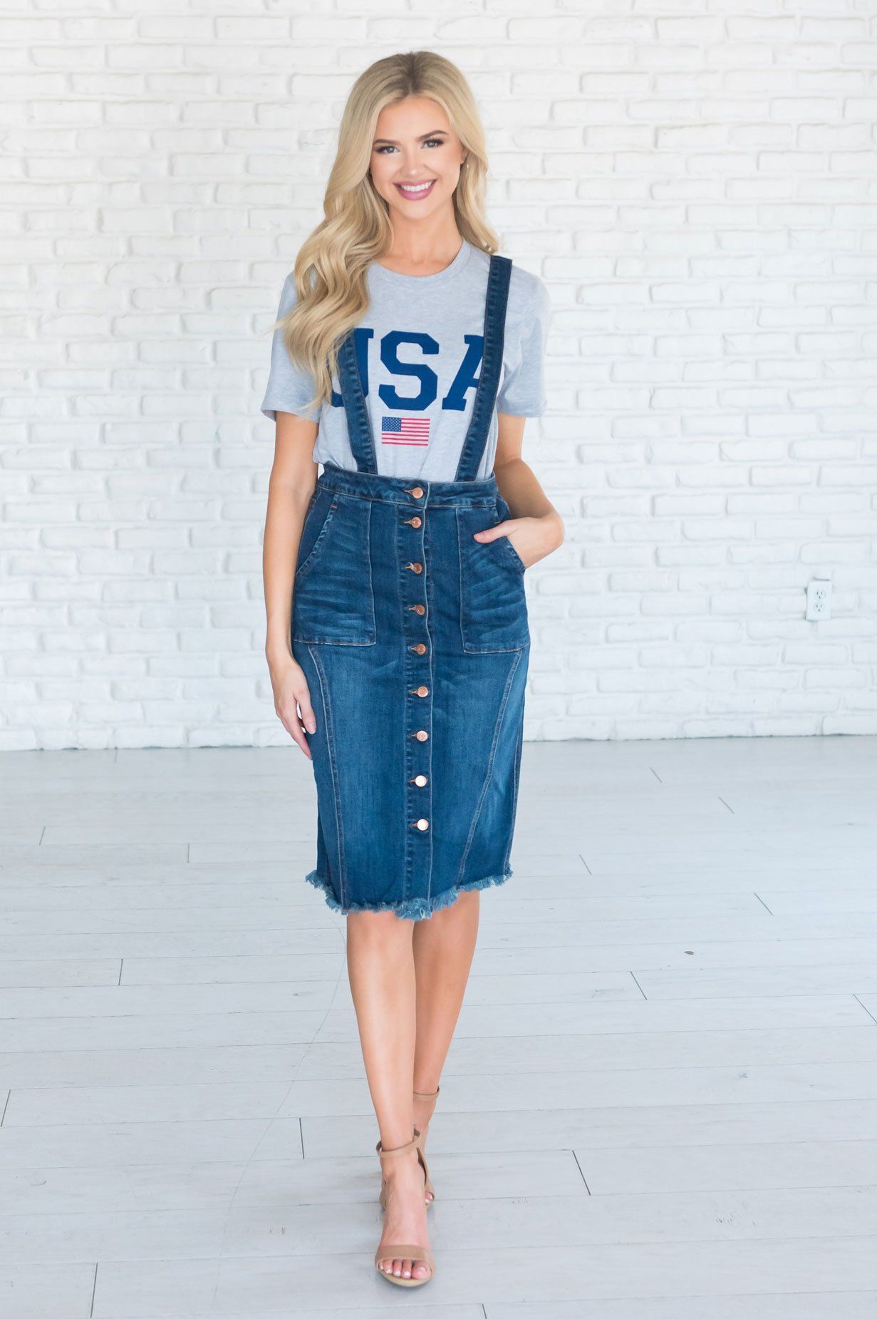 The Haidyn Denim Overall Dress Modest Dresses vendor-unknown 
