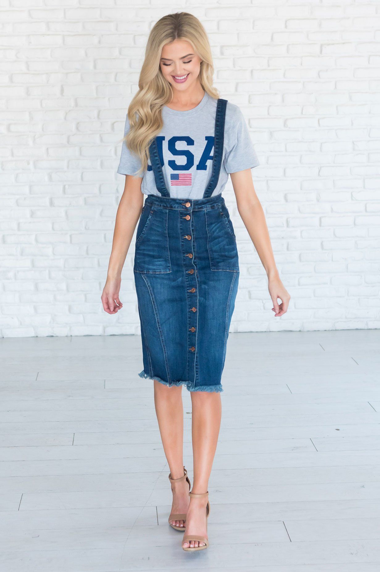 The Haidyn Denim Overall Dress Modest Dresses vendor-unknown 
