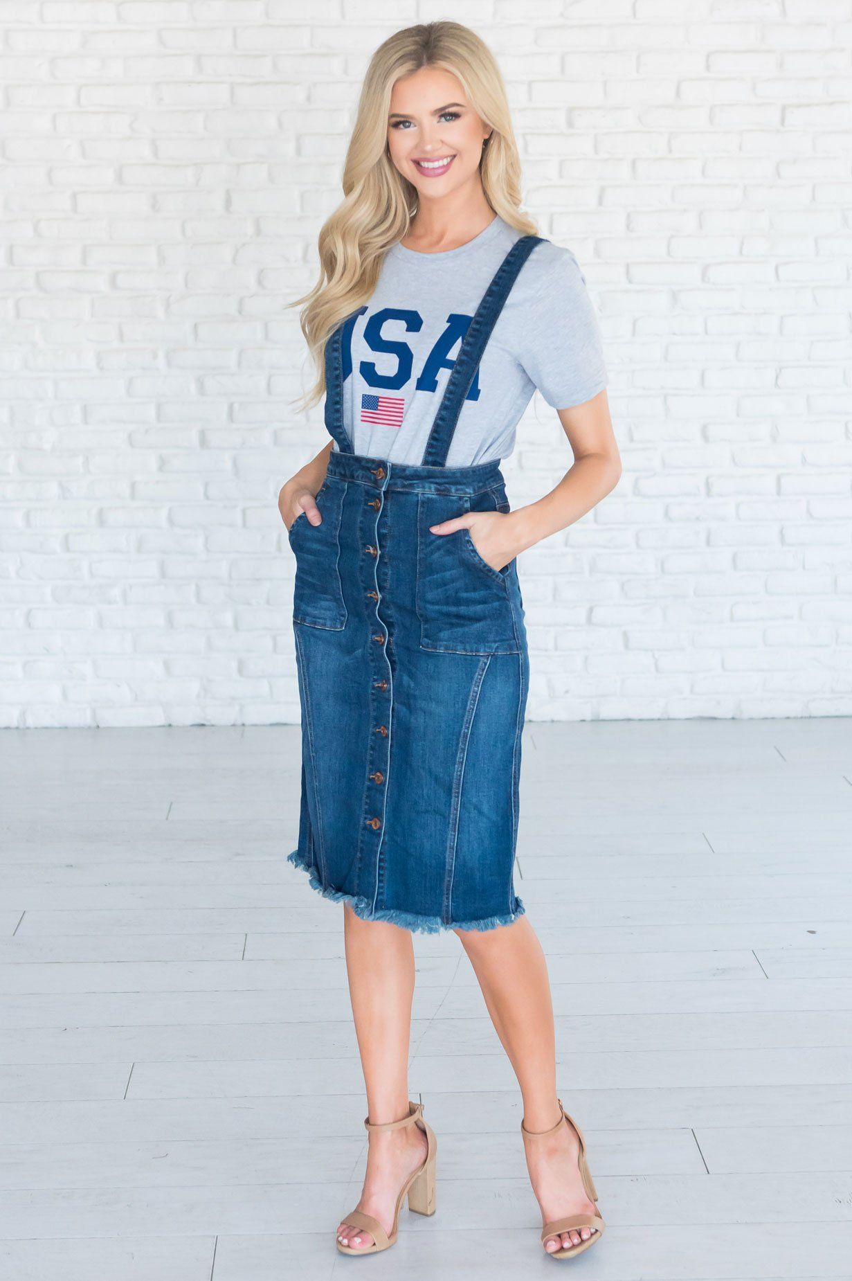 The Haidyn Denim Overall Dress Modest Dresses vendor-unknown 