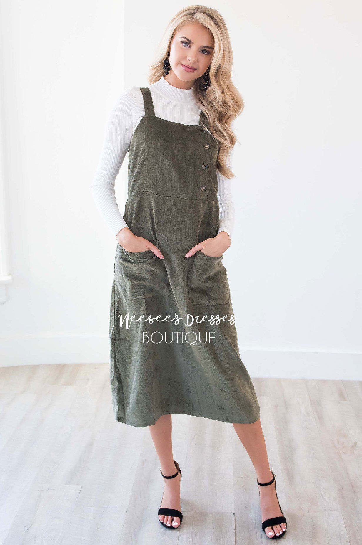 The Lennon Corduroy Overall Dress Modest Dresses vendor-unknown 