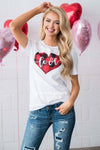 Plaid Love Heart Graphic Tee Tops vendor-unknown 