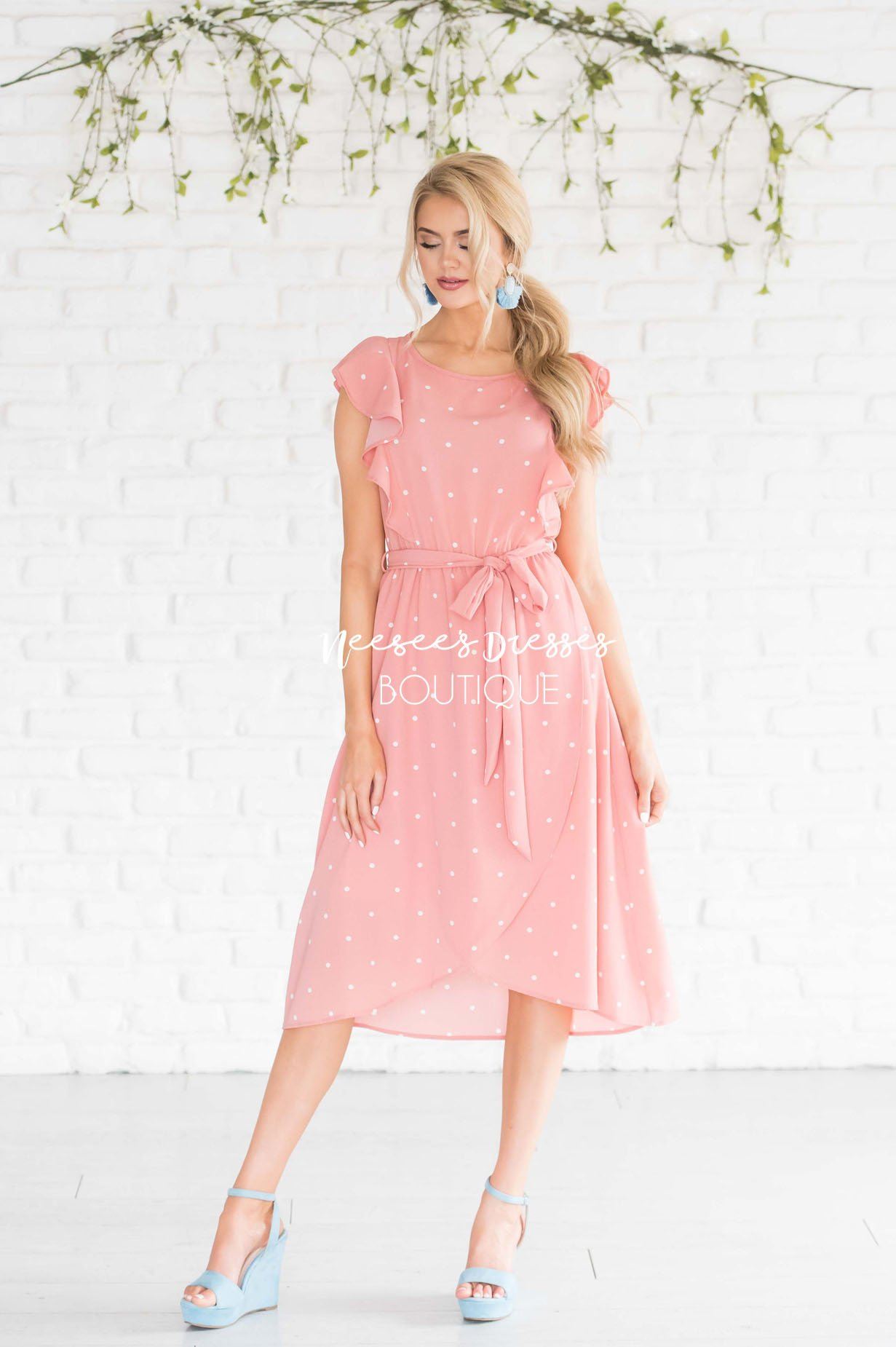 The Kynlei Polka Dotted Dress Modest Dresses vendor-unknown 