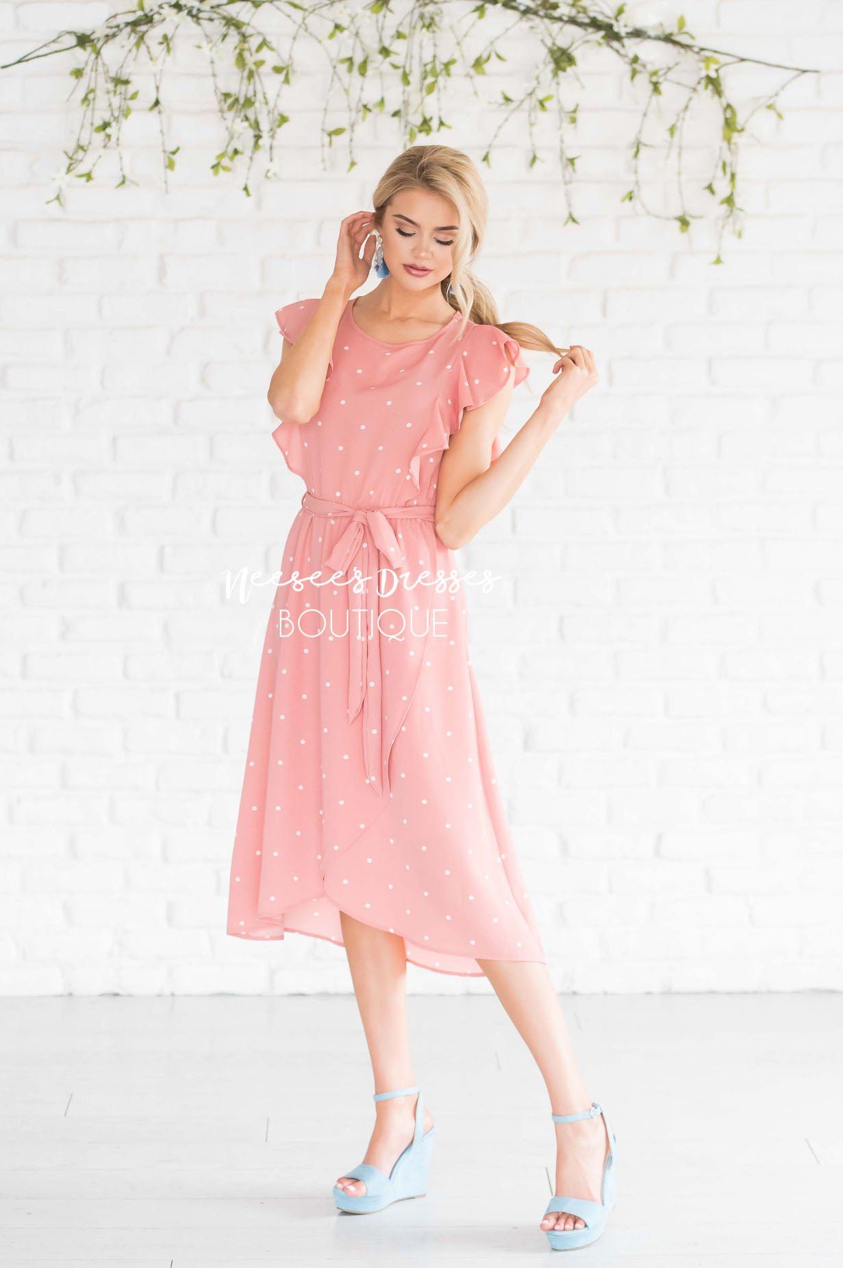 The Kynlei Polka Dotted Dress Modest Dresses vendor-unknown 