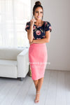 Perfect Fit Coral Pencil Skirt Skirts vendor-unknown