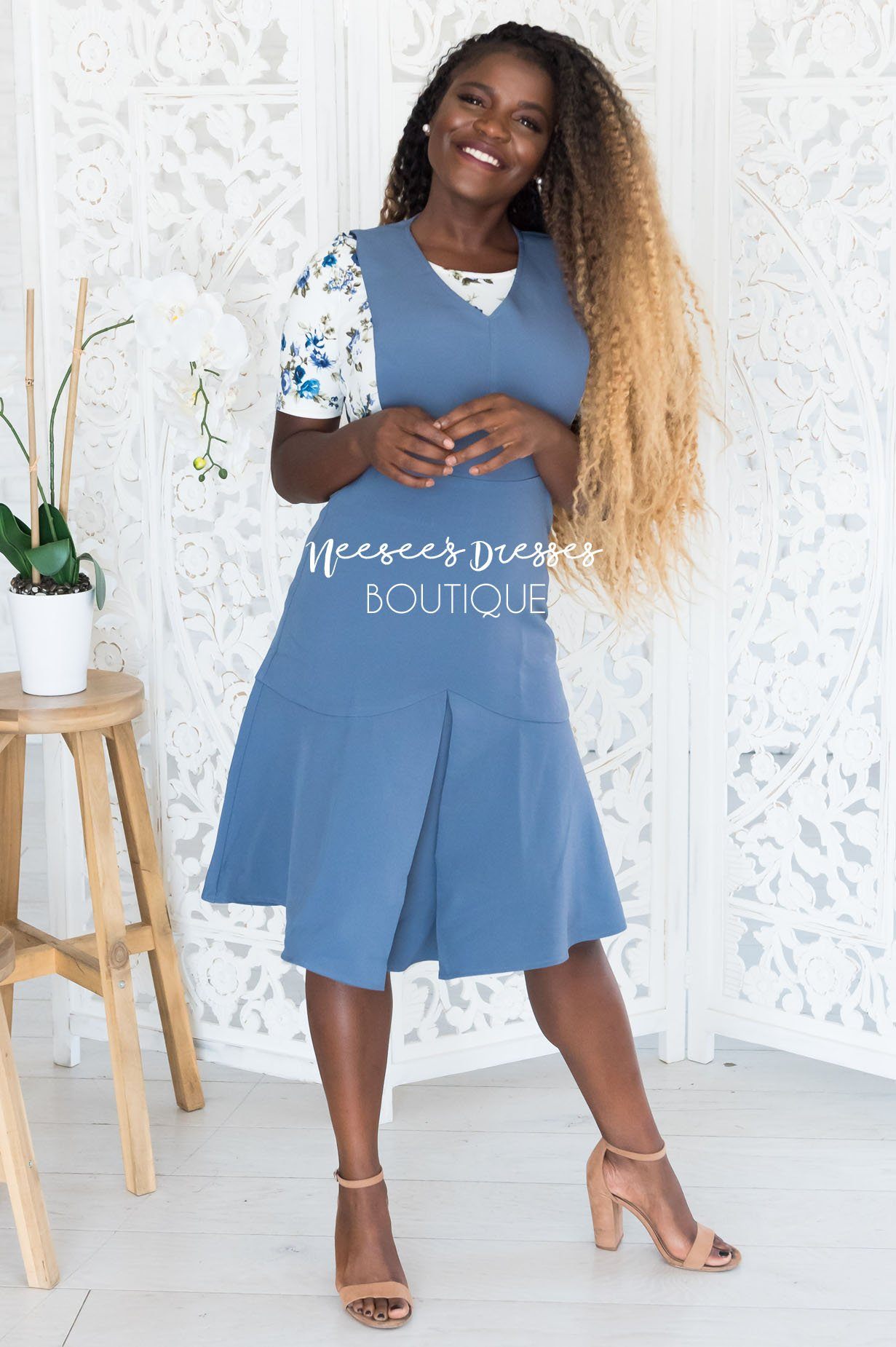 The Phoenix Pleated Godet Overall Dress Modest Dresses vendor-unknown 