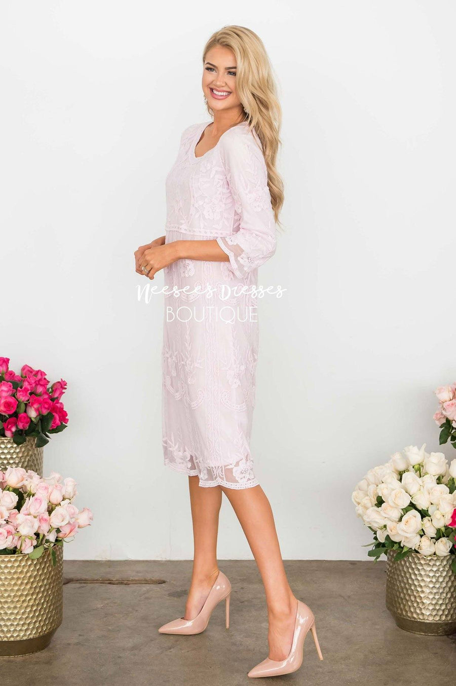 Day Dreamer Lace Dress in Pastel Pink