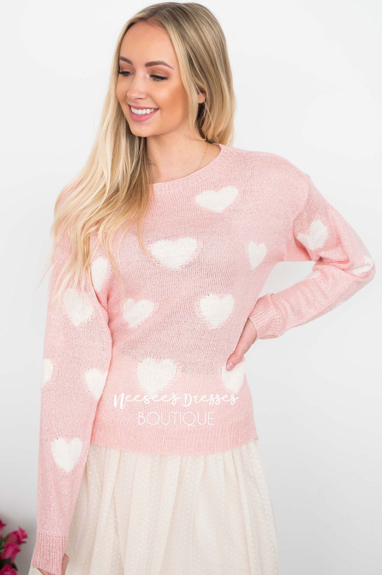 Sprinkled with Hearts Sweater Tops vendor-unknown 