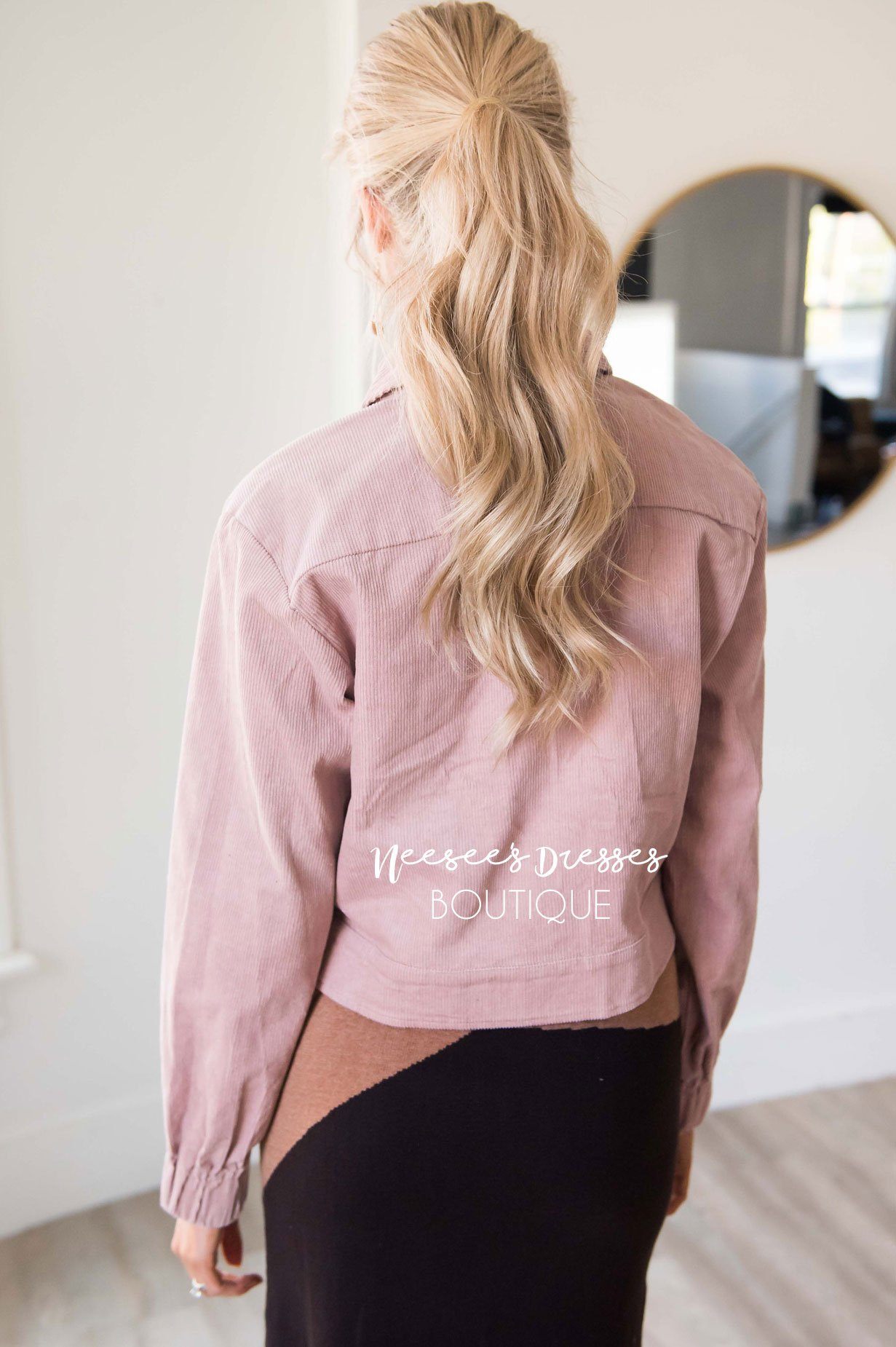 Dusty Pink Corduroy Jacket Tops vendor-unknown 