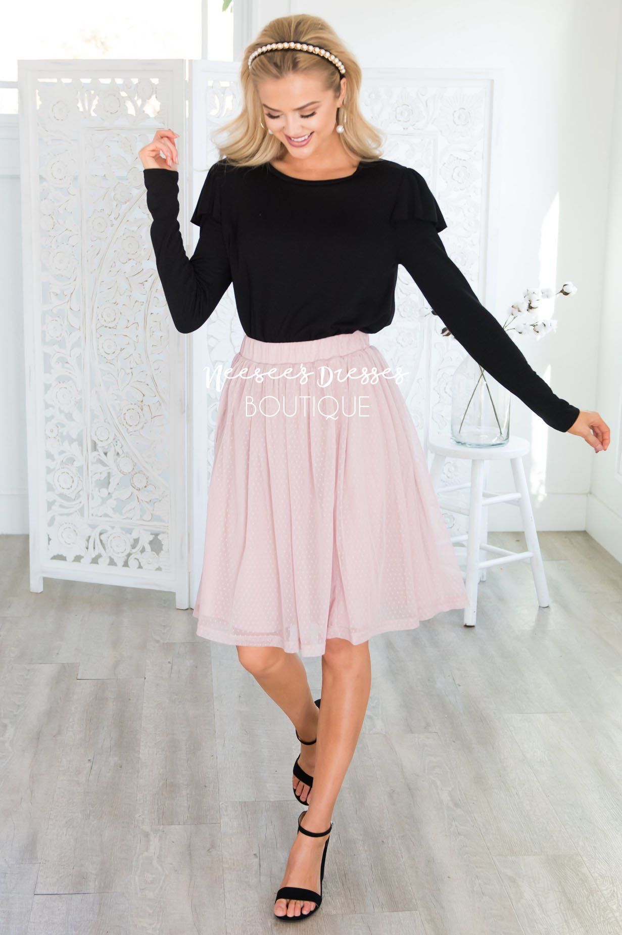 Pink Dotted Tulle Skirt Skirts vendor-unknown 