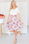 Pretty Pink Striped Floral Skirt Skirts vendor-unknown