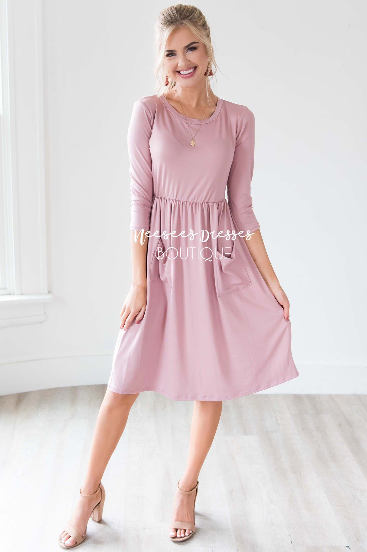The Poppy 3/4 Length Sleeves Modest Dresses vendor-unknown 