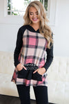 Plaid Pullover Hoodie Tops vendor-unknown