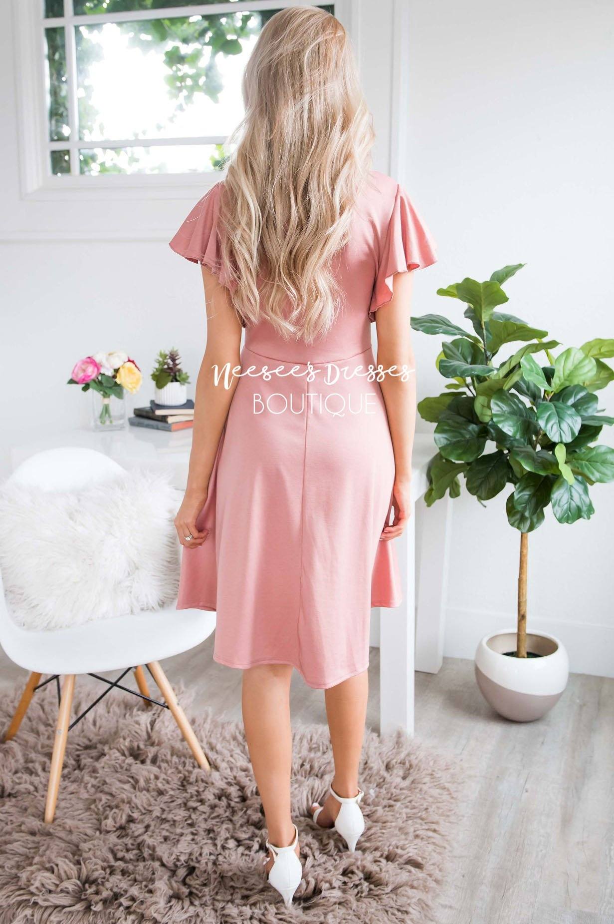 The Daisie Ruffle Shoulder Dress Modest Dresses vendor-unknown 