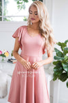 The Daisie Ruffle Shoulder Dress Modest Dresses vendor-unknown
