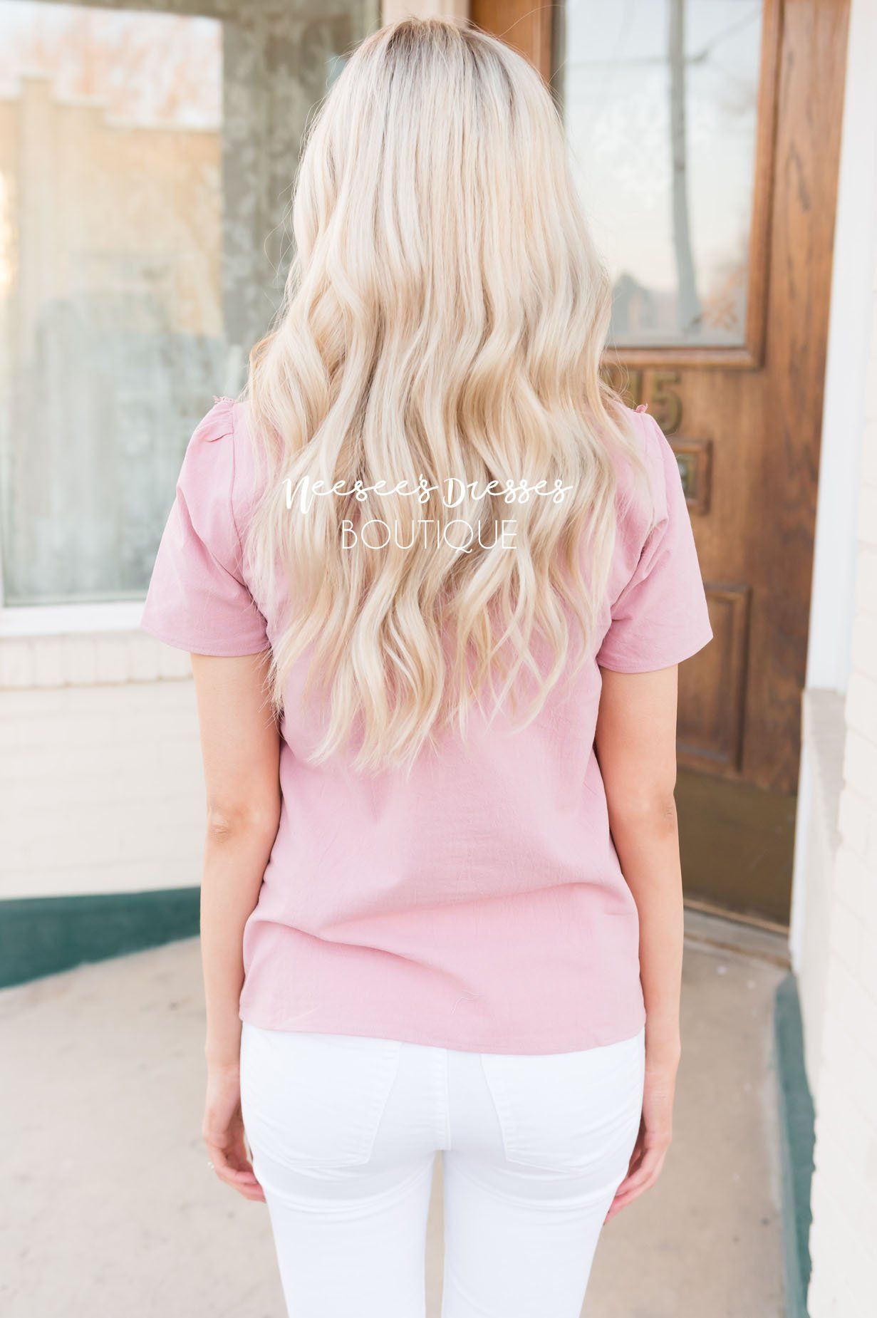 Darling Crochet Detail Modest Blouse Tops vendor-unknown 