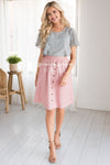 Pink Button Down Detail Skirt Skirts vendor-unknown 