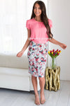 Soft Sage Floral Modest Pencil Skirt Skirts vendor-unknown