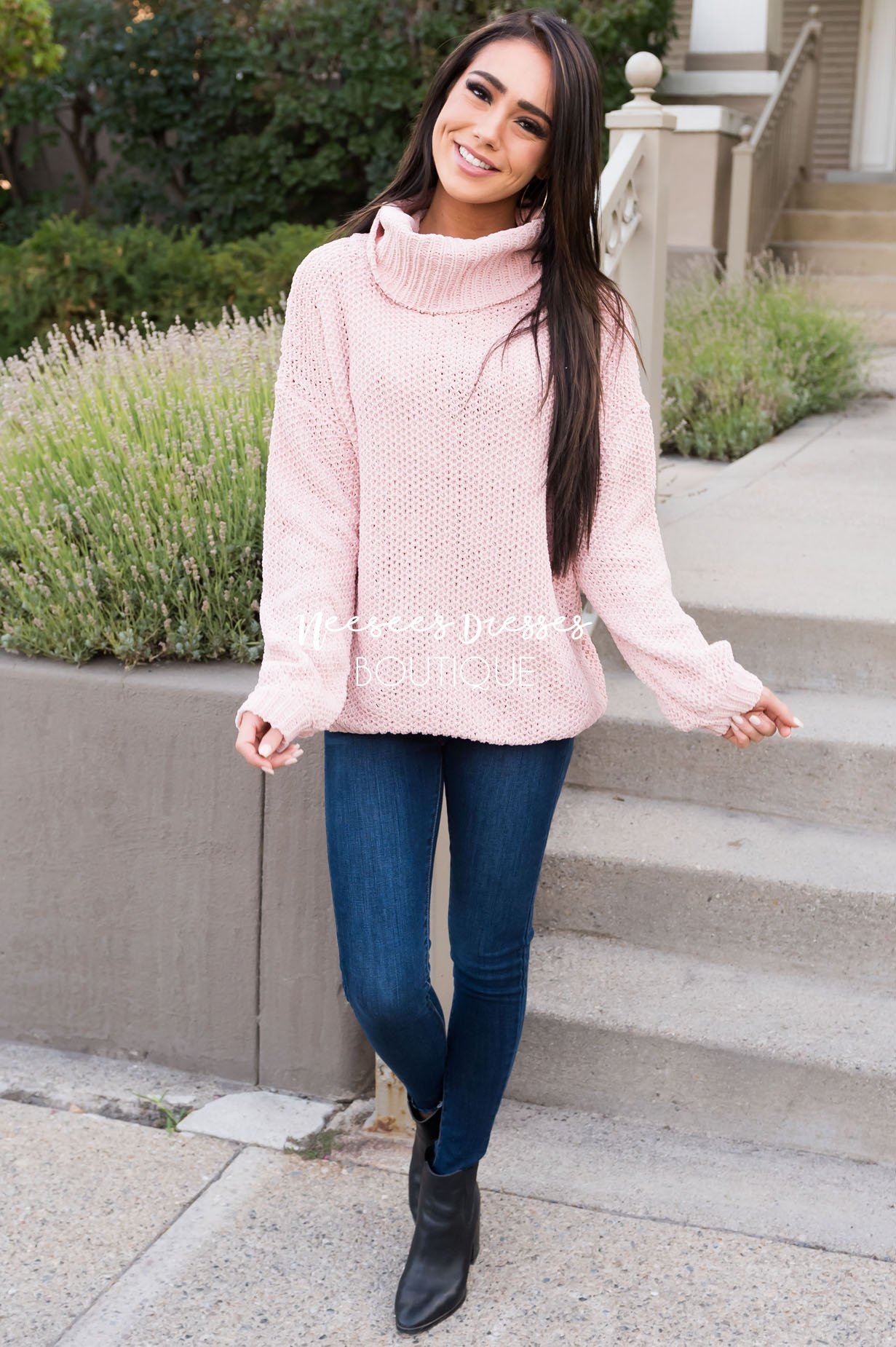 On The Hunt Modest Waffle Knit Sweater Modest Dresses vendor-unknown 