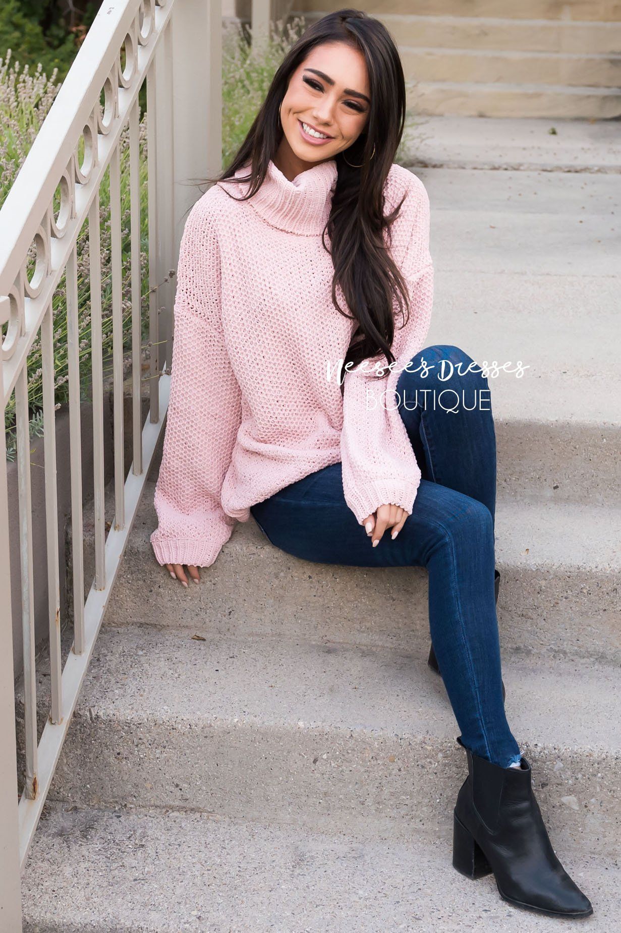 On The Hunt Modest Waffle Knit Sweater Modest Dresses vendor-unknown 