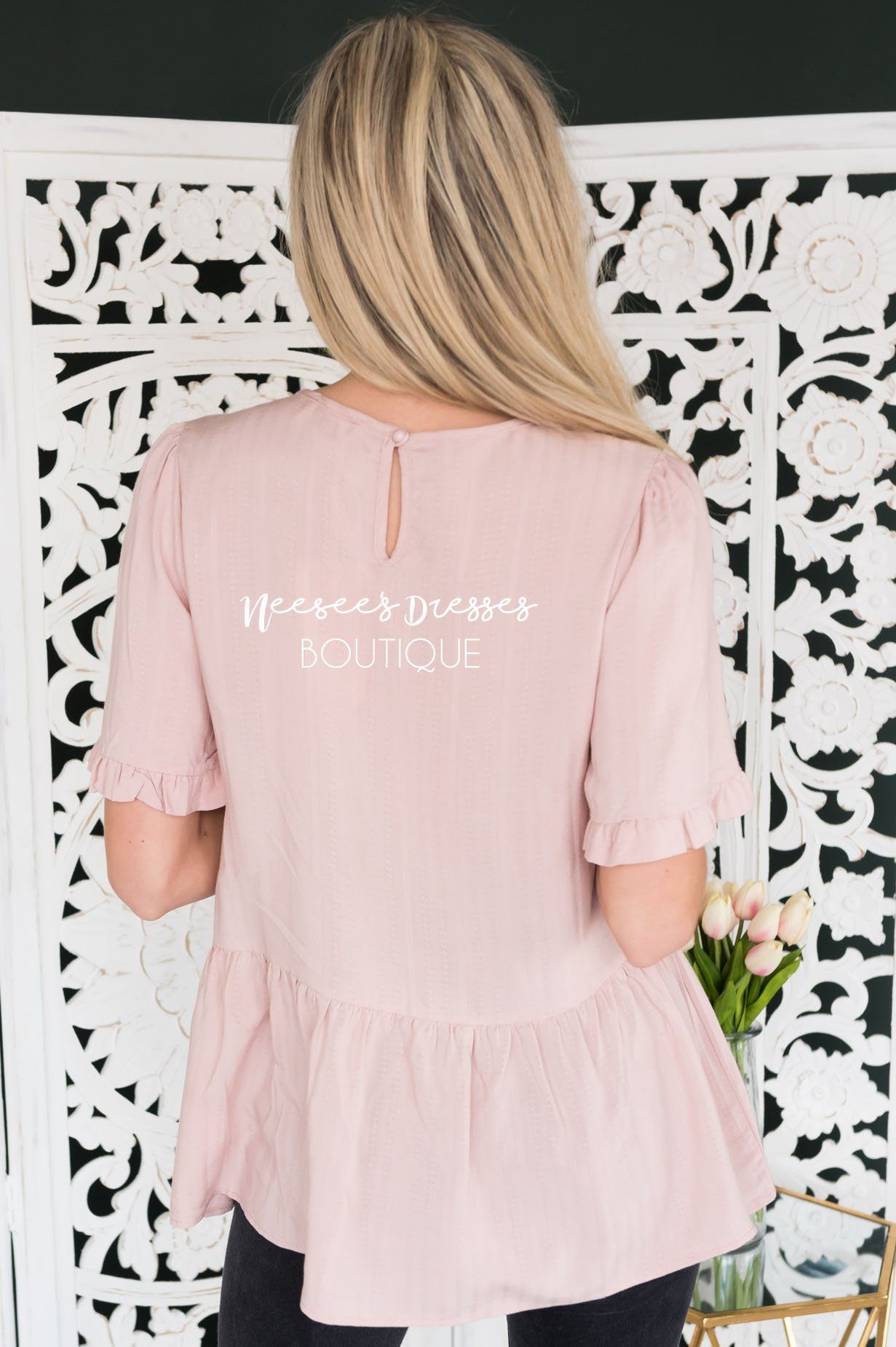 Cool Moves Modest Peplum Blouse Tops vendor-unknown 