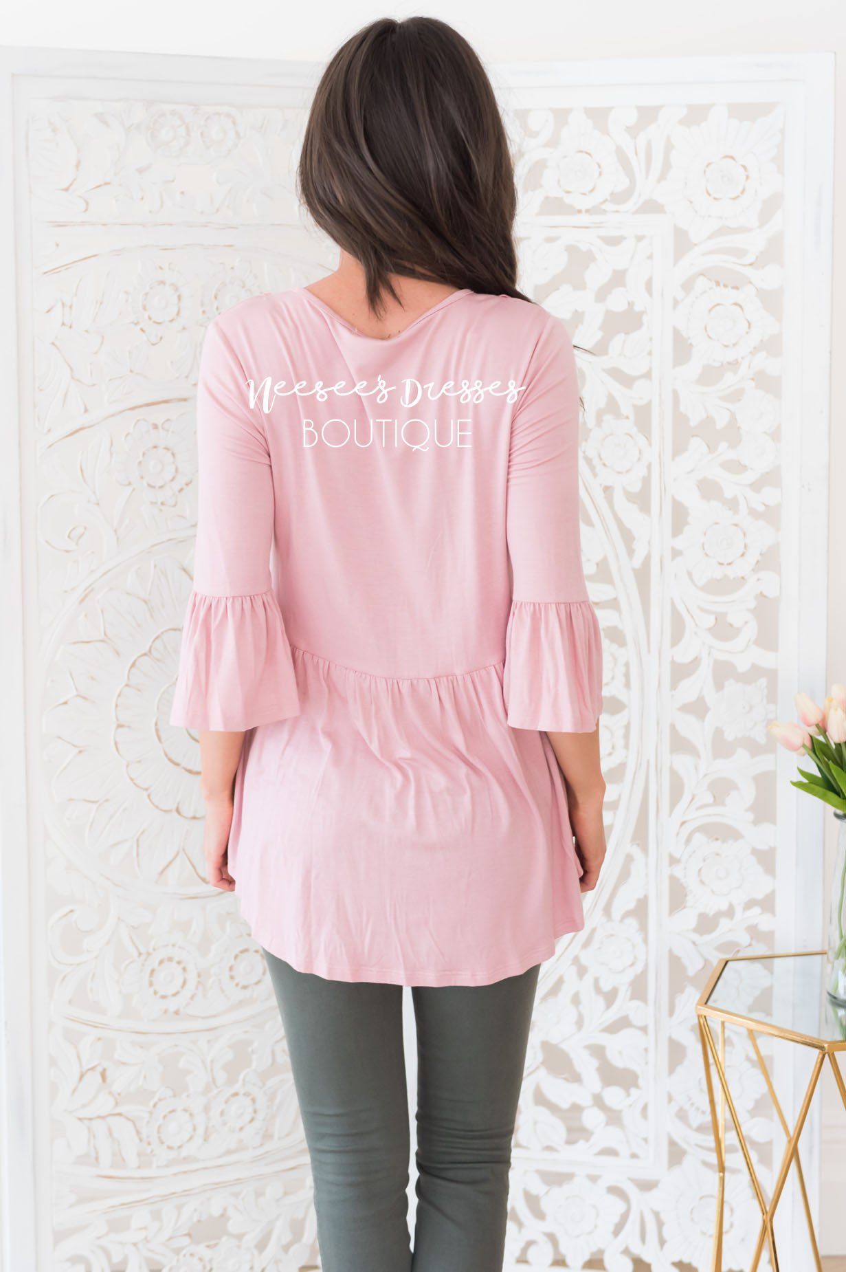 Pretty Please Modest Ruffle Blouse Tops vendor-unknown 