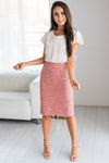 Pink & Gold Tweed Modest Skirt Skirts vendor-unknown