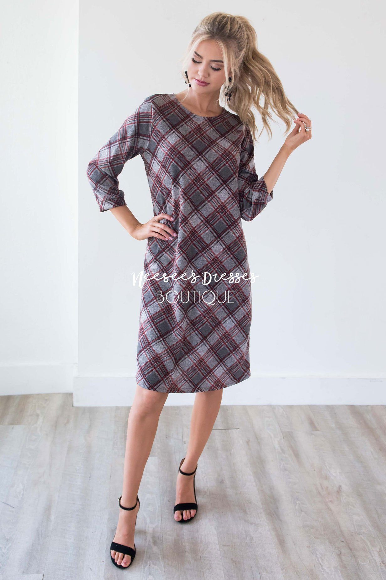 The Teresia Plaid Swing Dress Modest Dresses vendor-unknown 
