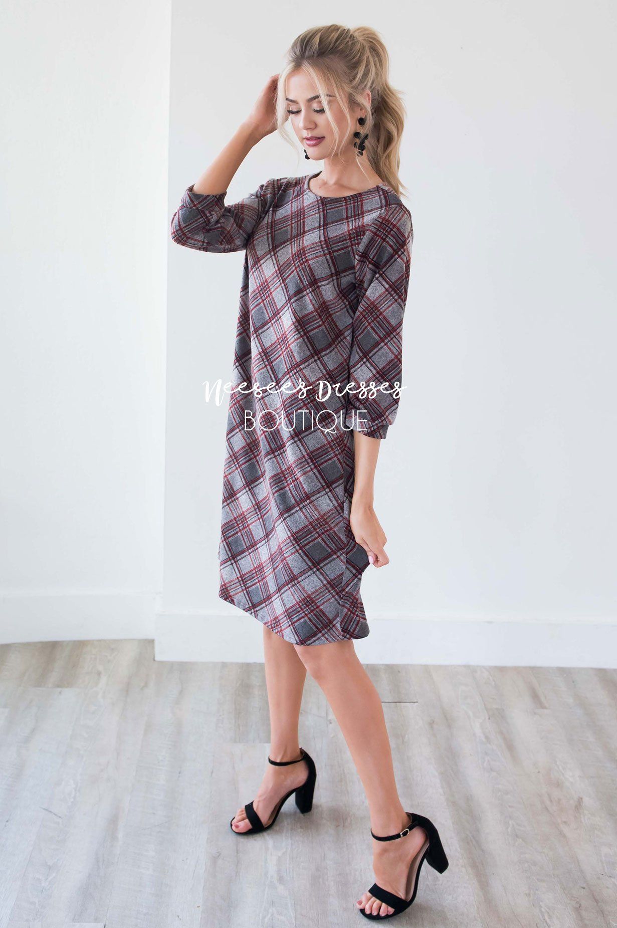 The Teresia Plaid Swing Dress Modest Dresses vendor-unknown 
