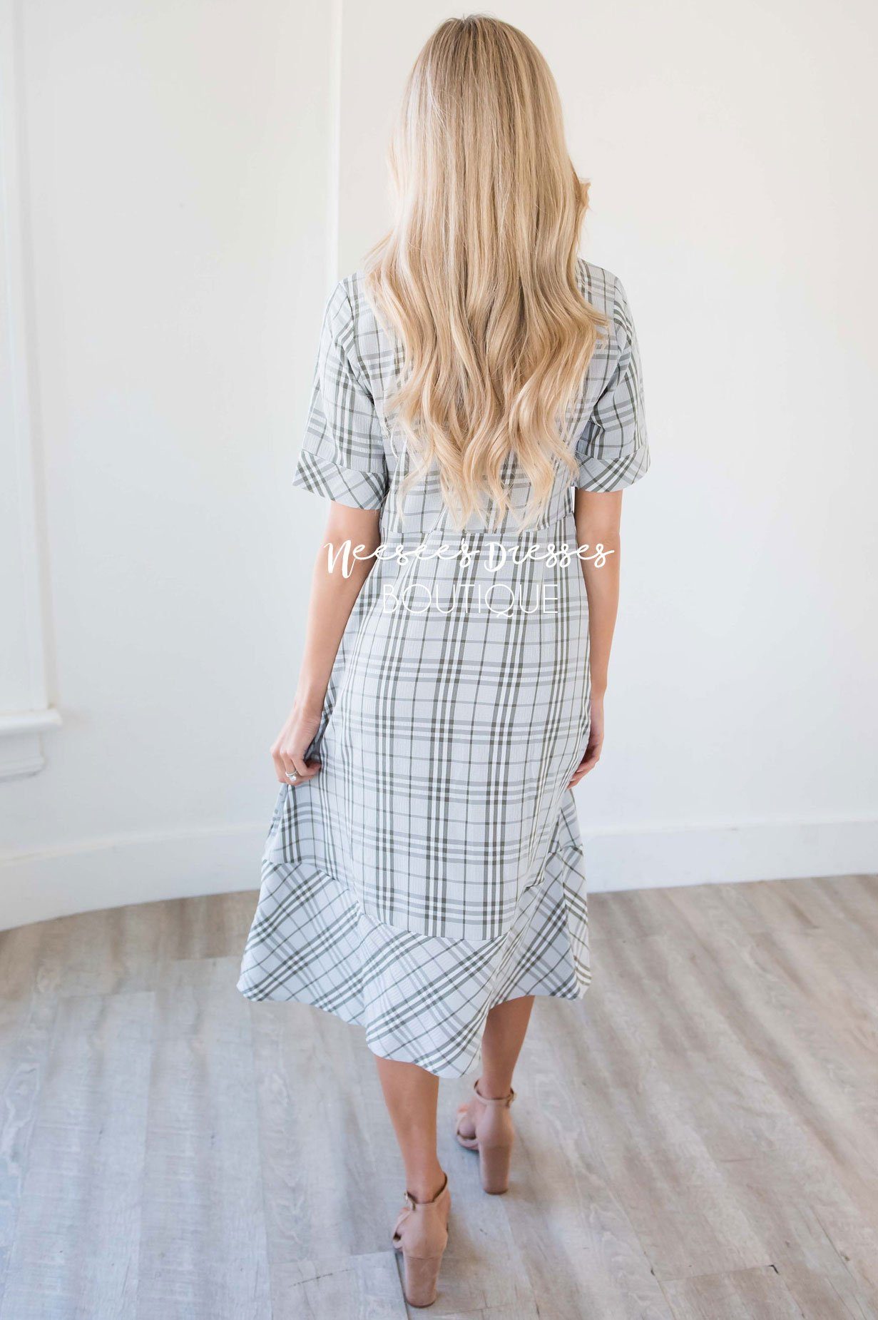 The Chateau Plaid Button Front Dress Modest Dresses vendor-unknown 