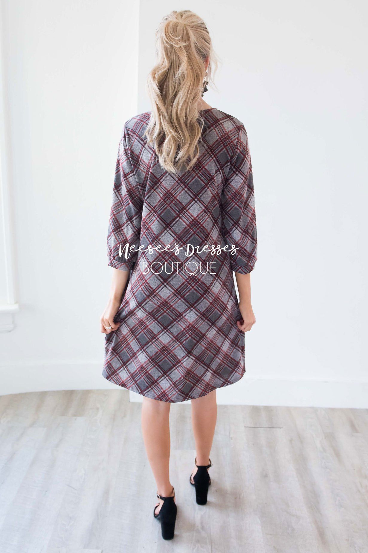The Teresia Plaid Swing Dress Modest Dresses vendor-unknown 