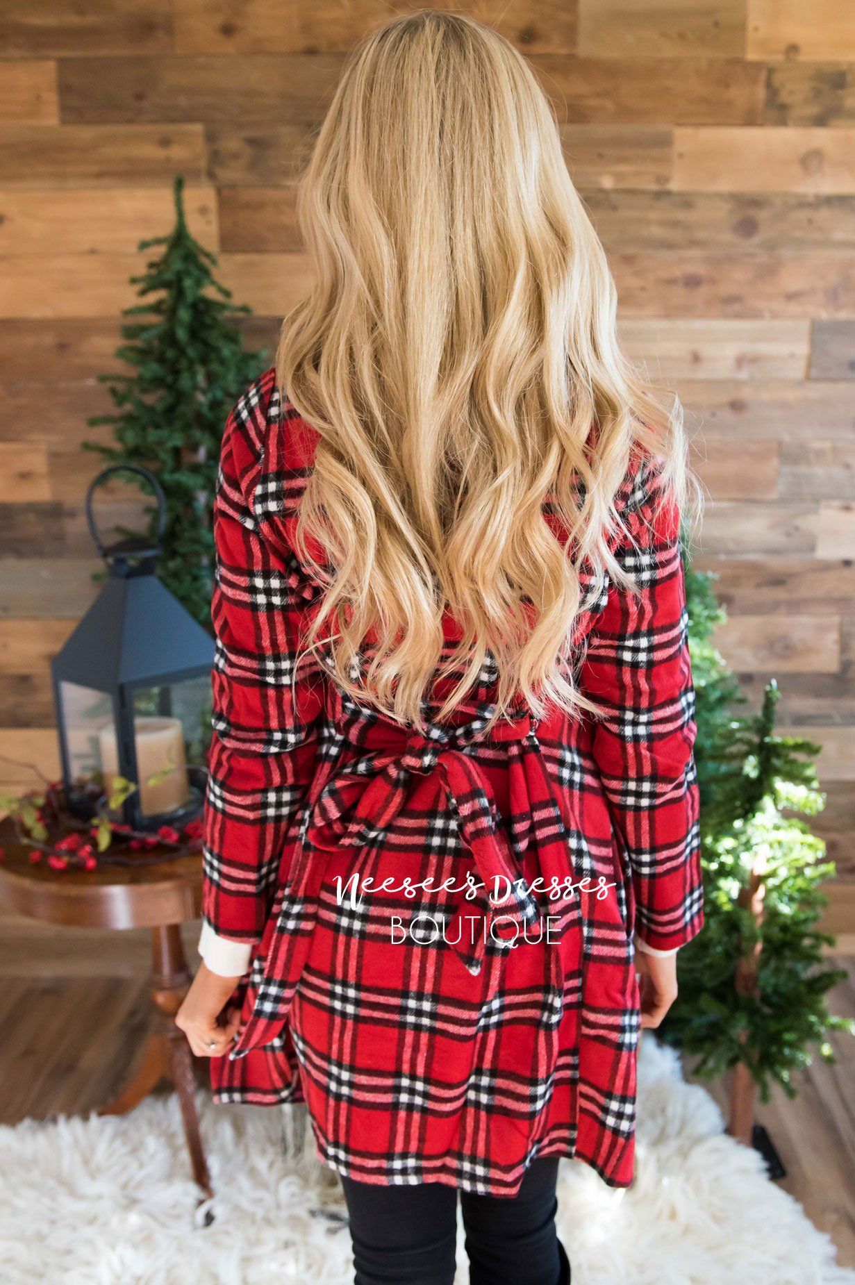 Beautiful Plaid Jacket with Waist Belt Tie Tops vendor-unknown 