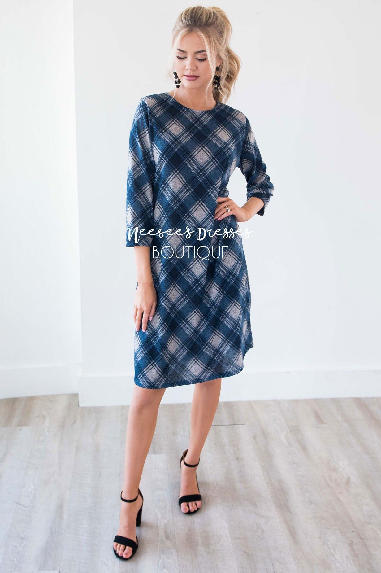 The Teresia Plaid Swing Dress Modest Dresses vendor-unknown 