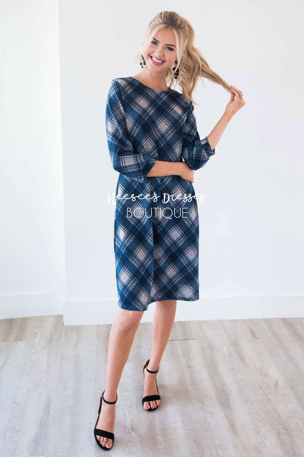 The Teresia Plaid Swing Dress Modest Dresses vendor-unknown 