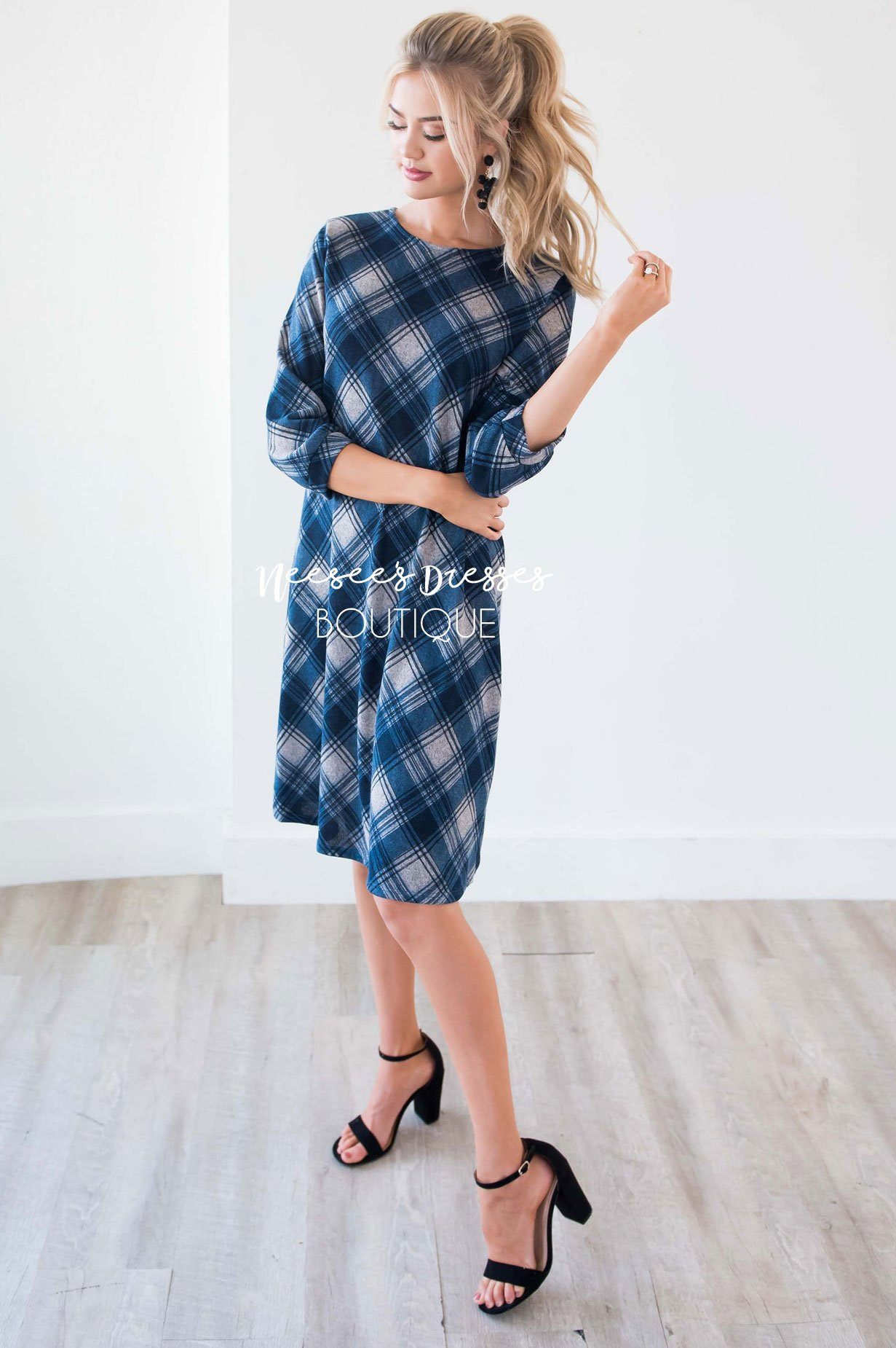 The Teresia Plaid Swing Dress Modest Dresses vendor-unknown 