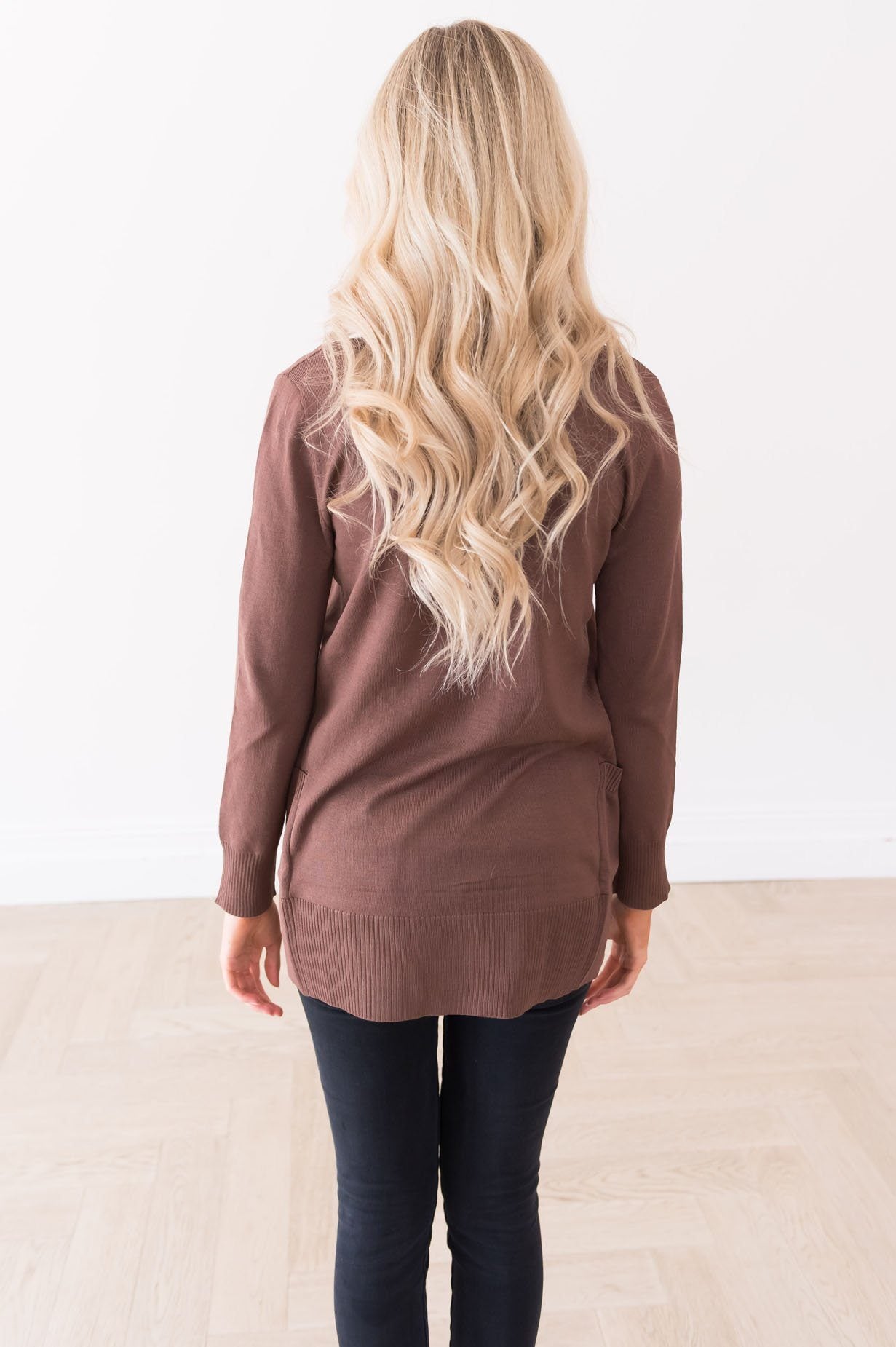 Long Distance Modest Pocket Cardigan Tops vendor-unknown 