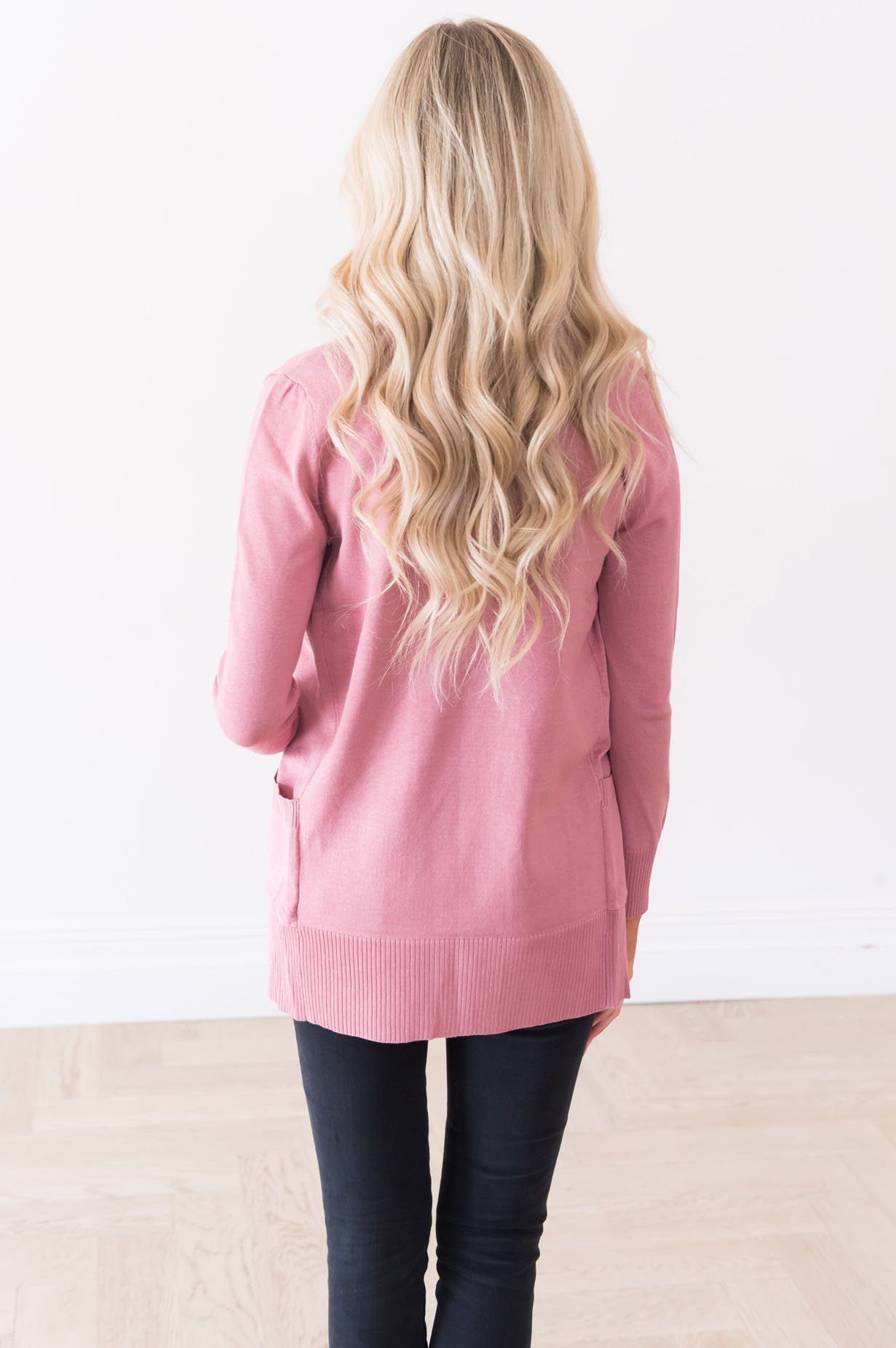 Long Distance Modest Pocket Cardigan Tops vendor-unknown 