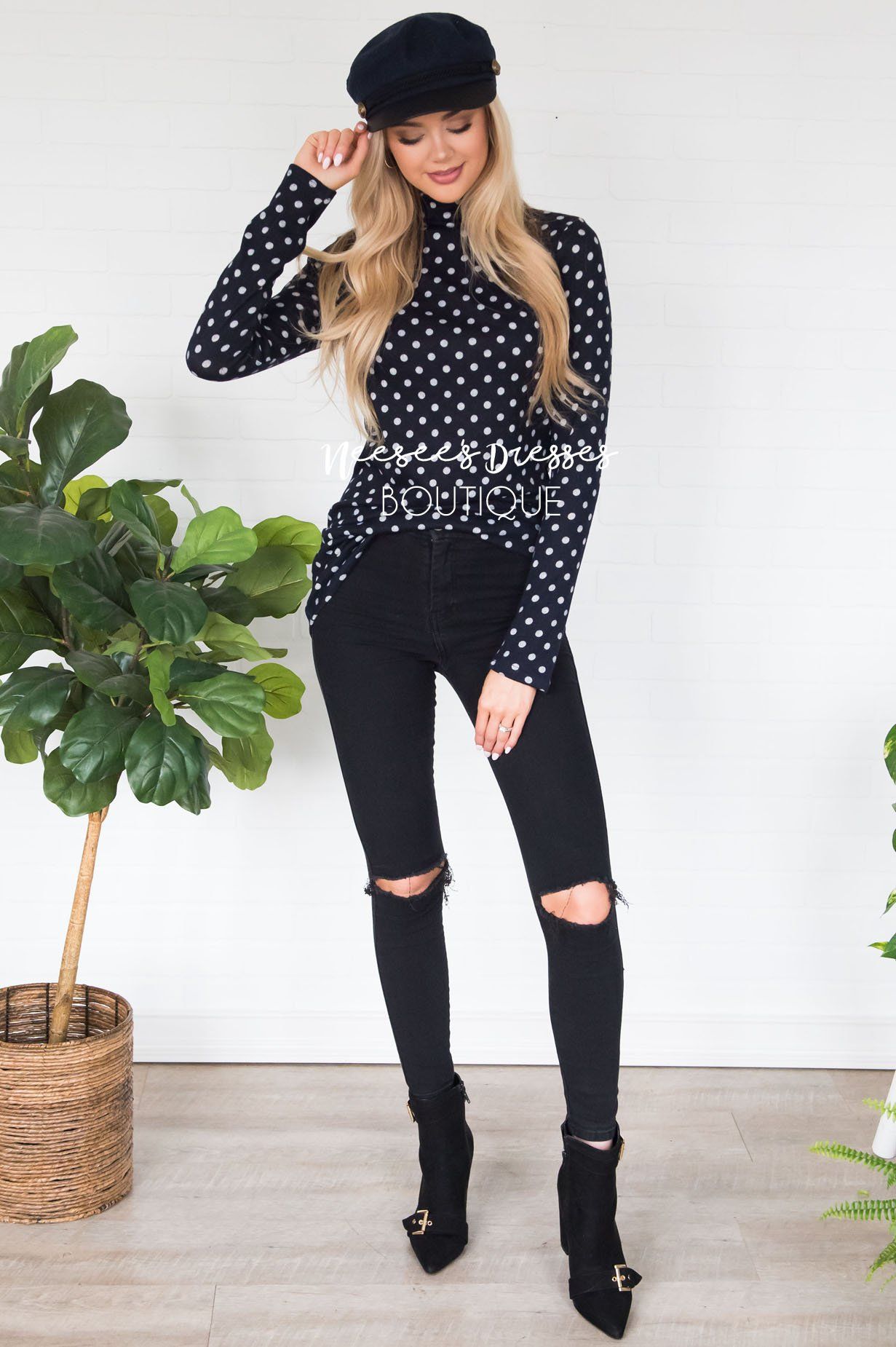 Happy Times Polka Dot Top Modest Dresses vendor-unknown 