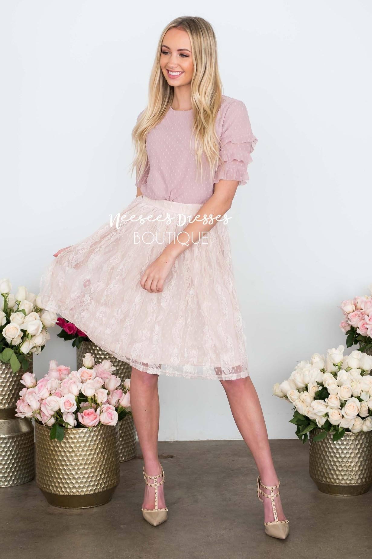 Darling Dotted Ruffle Sleeve Blouse Tops vendor-unknown 